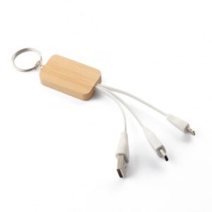 Chaveiro de bambu com cabo para carregamento - CH07000