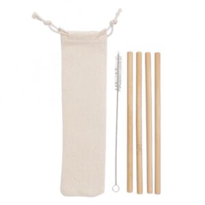 Kit Canudos de Bambu com Escova de Limpeza - CK14597