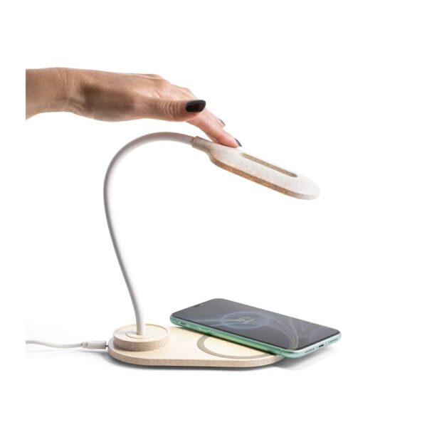 Luminária de mesa com carregador wireless em ABS e fibra de palha de trigo - CE58517 - Image 4