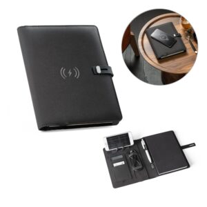 Pasta A5 em 300D rPET com carregador wireless embutido - CE93581